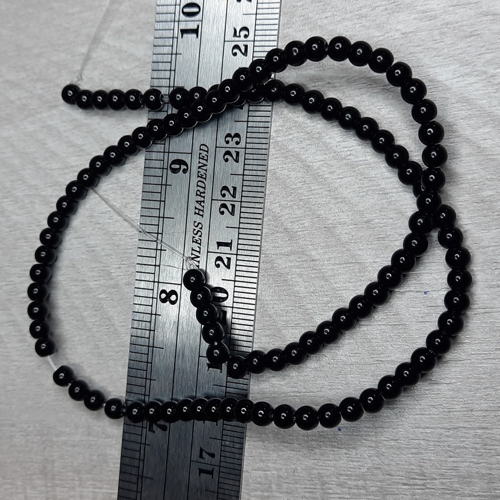 #3- 4mm Black Glass 15-inch Strand - Picture 4 of 4